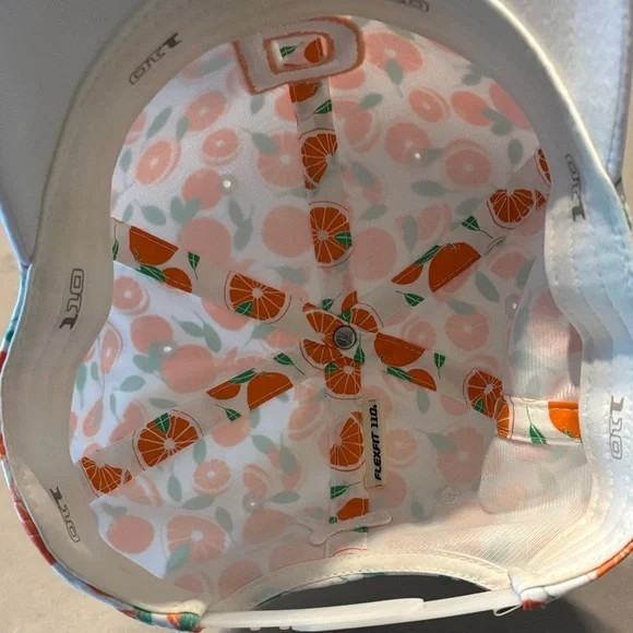 White Puma golf / Baseball Cap adjustable with Orange Citrus Print and 'P' Patch - Picture 3 of 4